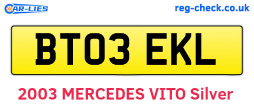 BT03EKL are the vehicle registration plates.