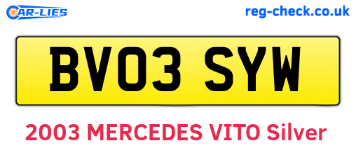 BV03SYW are the vehicle registration plates.