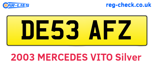 DE53AFZ are the vehicle registration plates.