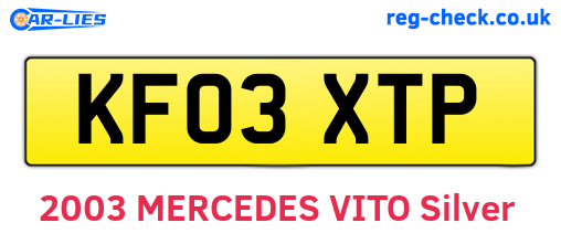 KF03XTP are the vehicle registration plates.