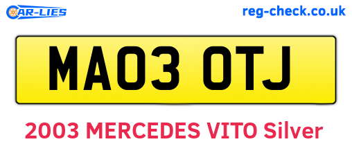 MA03OTJ are the vehicle registration plates.