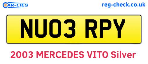 NU03RPY are the vehicle registration plates.