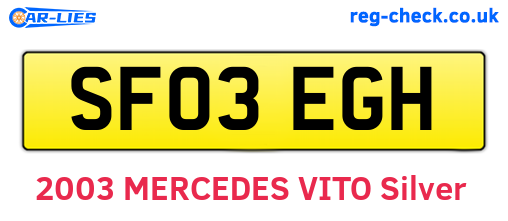 SF03EGH are the vehicle registration plates.