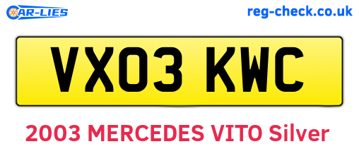 VX03KWC are the vehicle registration plates.