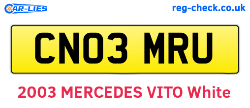 CN03MRU are the vehicle registration plates.