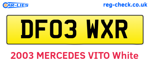 DF03WXR are the vehicle registration plates.