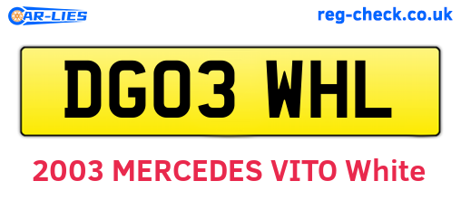DG03WHL are the vehicle registration plates.