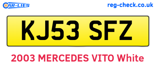 KJ53SFZ are the vehicle registration plates.