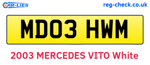 MD03HWM are the vehicle registration plates.