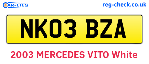 NK03BZA are the vehicle registration plates.