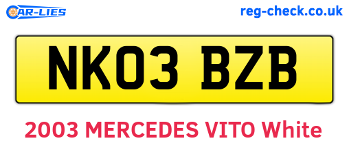 NK03BZB are the vehicle registration plates.