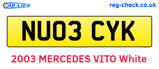 NU03CYK are the vehicle registration plates.