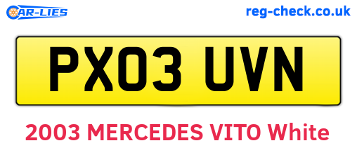 PX03UVN are the vehicle registration plates.