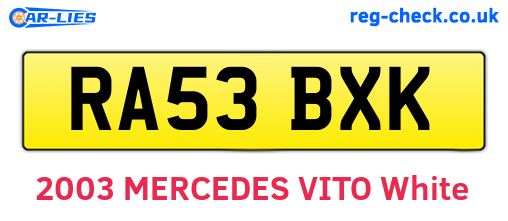 RA53BXK are the vehicle registration plates.