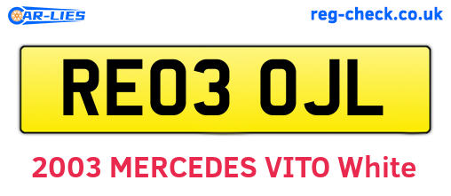 RE03OJL are the vehicle registration plates.