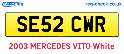 SE52CWR are the vehicle registration plates.