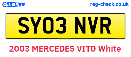 SY03NVR are the vehicle registration plates.