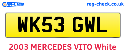 WK53GWL are the vehicle registration plates.