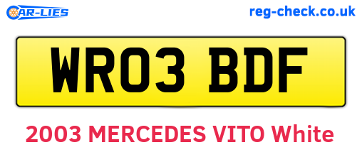 WR03BDF are the vehicle registration plates.