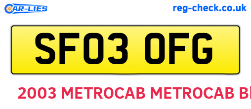 SF03OFG are the vehicle registration plates.