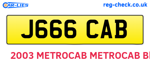 J666CAB are the vehicle registration plates.