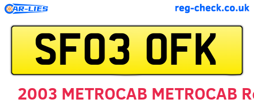 SF03OFK are the vehicle registration plates.