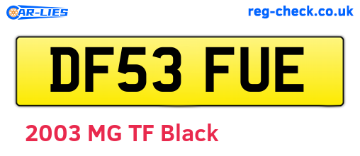 DF53FUE are the vehicle registration plates.