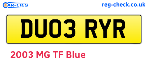 DU03RYR are the vehicle registration plates.