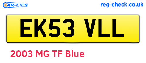 EK53VLL are the vehicle registration plates.