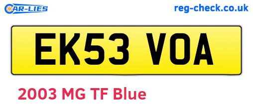 EK53VOA are the vehicle registration plates.