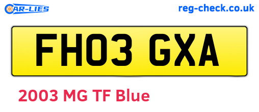 FH03GXA are the vehicle registration plates.
