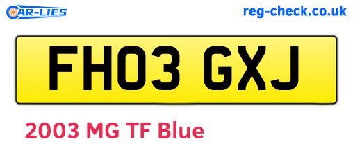FH03GXJ are the vehicle registration plates.