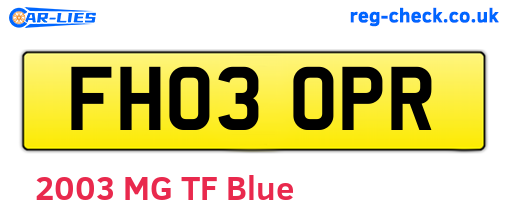 FH03OPR are the vehicle registration plates.