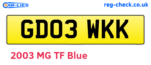 GD03WKK are the vehicle registration plates.