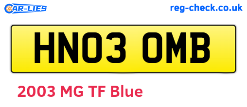 HN03OMB are the vehicle registration plates.