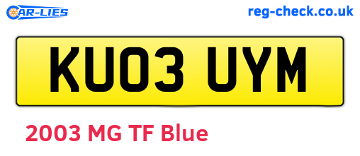 KU03UYM are the vehicle registration plates.