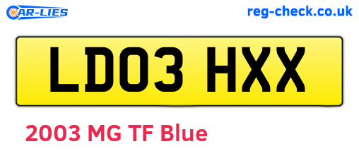 LD03HXX are the vehicle registration plates.