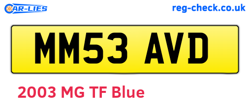 MM53AVD are the vehicle registration plates.