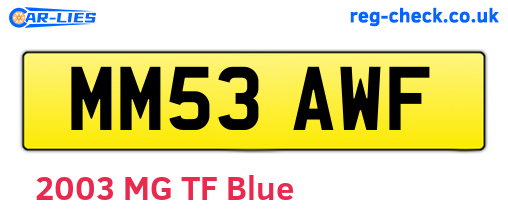 MM53AWF are the vehicle registration plates.