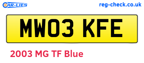 MW03KFE are the vehicle registration plates.