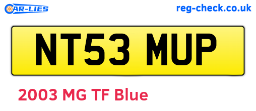 NT53MUP are the vehicle registration plates.