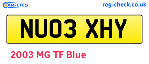NU03XHY are the vehicle registration plates.