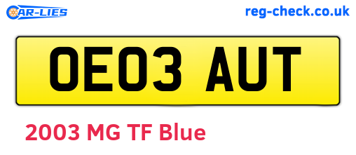 OE03AUT are the vehicle registration plates.
