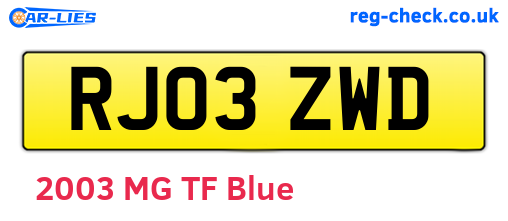 RJ03ZWD are the vehicle registration plates.