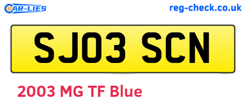 SJ03SCN are the vehicle registration plates.