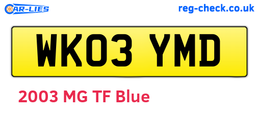 WK03YMD are the vehicle registration plates.