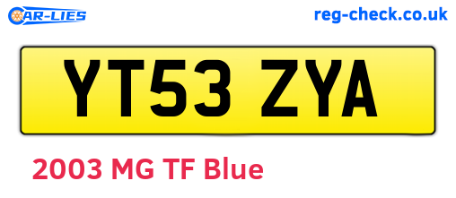 YT53ZYA are the vehicle registration plates.