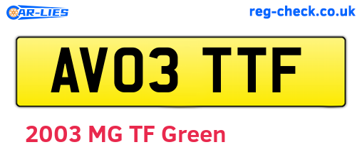 AV03TTF are the vehicle registration plates.