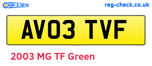AV03TVF are the vehicle registration plates.