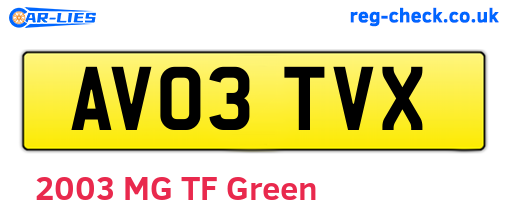 AV03TVX are the vehicle registration plates.